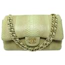 CHANEL TIMELESS LARGE CLASSIC HANDBAG IN GREEN PYTHON LEATHER WITH PURSE SHOULDER - Chanel