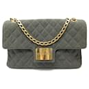VINTAGE HANDBAG CHANEL CLASSIC TIMELESS MAXI JUMBO CANVAS KAKI BAG - Chanel