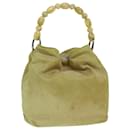 Christian Dior Maris Pearl Hand Bag Nylon Khaki Auth 37035