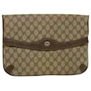 GUCCI GG Canvas Clutch Bolso PVC Cuero Beige Auth tb478 - Gucci