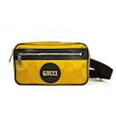 Gucci Off The Grid Gürteltasche aus gelbem GG-Nylon aus ECONYL® und schwarzem Stoff