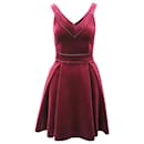 Maje Sleeveless V-Neck Mini Dress in Red Velvet
