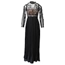 Self-Portrait Long Sleeve See-Through Maxi Dress in Black Polyester - Self portrait