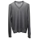 Dolce & Gabbana V-neck Sweater in Grey Silk
