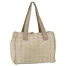 CHANEL Travel line Tote Bag Canvas Beige CC Auth 36669 - Chanel