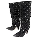 SHOES BOOTS VALENTINO QW2S0H82DIW ROCKSTUD 38.5 BLACK SUEDE BOOTS - Valentino