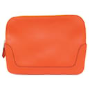 NEUF TROUSSE HERMES CARRE POCKET EN CUIR GRAINE VEAU SWIFT ORANGE POUCH - Hermès