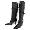SCARPE HERMES STIVALI CINGHIE TACCO 38 stivali di pelle nera - Hermès