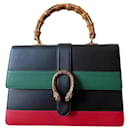 blue Marine, Green & Red Smooth calf leather Leather Large Dionysus Bamboo - Gucci