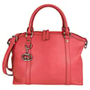 Gucci shoulder shopper bag in coral red grained leather