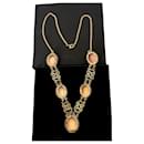 Art déco necklace 1950/1960 in Vermeil (silver + gold) With 5 genuine Agate Cameos. - Autre Marque