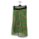 Balenciaga Falda midi plisada con estampado de cadenas de poliéster verde/dorado