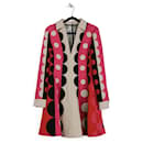 Valentino Multicolor Polka Dot Printed Wool Flared Mini Dress With Long Sleeves