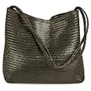 Desmo Black Woven Leather Braided Strap Shoulder Bag Hobo Shopper Handbag - Autre Marque