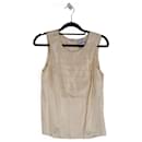 Chanel White/Ivory Silk Pleated Sleeveless Top