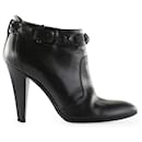 Burberry Black Leather Almond Toe Boots With Studded Ankle Belt