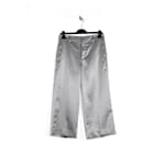 Vince Pantaloni a gambe larghe in raso argento metallizzato/poliestere