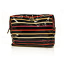 Tory Burch Multicolor Stripes Plastic Toiletry Case Cosmetic Bag