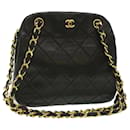 CHANEL Matelasse Clasp Chain Shoulder Bag Lamb Skin Black CC Auth kk164 - Chanel