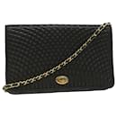 BALLY Chain Shoulder Bag Leather Black Auth am3952 - Bally