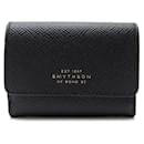 NEW SMYTHSON COMPACT WALLET 1029609 BLACK PANAMA LEATHER NEW WALLET - Smythson