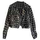 Leather jacket with zero flaw encrusted mirror plates - Moschino