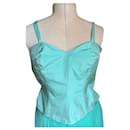 lace-up bodice + silk skirt and aqua green silk muslin - Renato Nucci