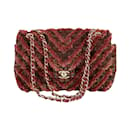 Bolsa Chanel Red Tweed com aba