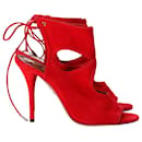 Aquazzura Sexy Thing 105 Cutout Sandals in Red Suede