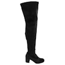 Rene Caovilla Crystal-Embellished Heel Knee High Boots in Black Velvet