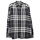 Camisa de botão com estampa xadrez Burberry em algodão estampado preto - Brunello Cucinelli