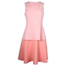 Oscar De La Renta Color-Block Tiered Dress in Pink Lana Vergine - Oscar de la Renta