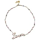 Lanvin Handschrift verzierte Logo-Halskette aus Goldmessing