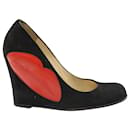 Christian Louboutin Kiss Me Wedge Pumps in Black Suede