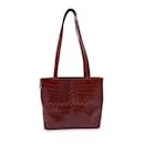 Vintage Brown Embossed Leather Stitch Tote Bag - Yves Saint Laurent