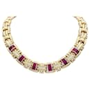 Wempé necklace in yellow gold set with rubies and diamonds. - Autre Marque