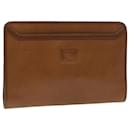 Burberrys Clutch Bag Leather Brown Auth bs4313 - Autre Marque