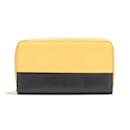 Leather Bicolor Zip Around Wallet - Céline