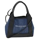 BALENCIAGA CabasXS Hand Bag Canvas 2way Black Blue Auth 38049 - Balenciaga