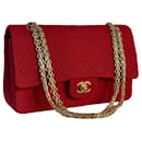 Chanel classic flap medium lined flap 2.55 timeless lambskin golden red cotton jersey hardware 24K GHW vintage