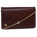 Christian Dior Chain Shoulder Bag Leather Wine Red Auth rd4367