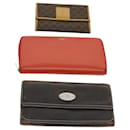 CELINE Wallet Leather 3Set Red Brown black Auth bs4413 - Céline