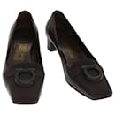 Zapatos Salvatore Ferragamo Cuero nylon 6 1/2 Autenticación marrón oscuro 38167