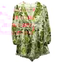 Zimmermann Bonita Floral Print Romper in Multicolor Linen 