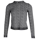 Theory Herringbone Crewneck Sweater in Black Print Wool