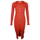 Vestido de punto con botones a presión y escote en V de Dion Lee en lana roja - Autre Marque