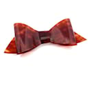 VINTAGE PINCE A CHEVEUX BARRETTE CHANEL PLASTIQUE MARRON BOW HAIR CLIP - Chanel