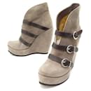 WALTER STEIGER SHOES ANKLE BOOTS WEDGES 38 TAUPE SUEDE BOOTS - Walter Steiger