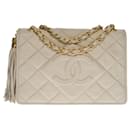 CHANEL CLASSIQUE FULL FLAP CROSSBODY BAG IN BROKEN WHITE QUILTED LAMB LEATHER100559 - Chanel