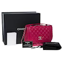 bolsa de ombro clássica em couro rosa -101027 - Chanel